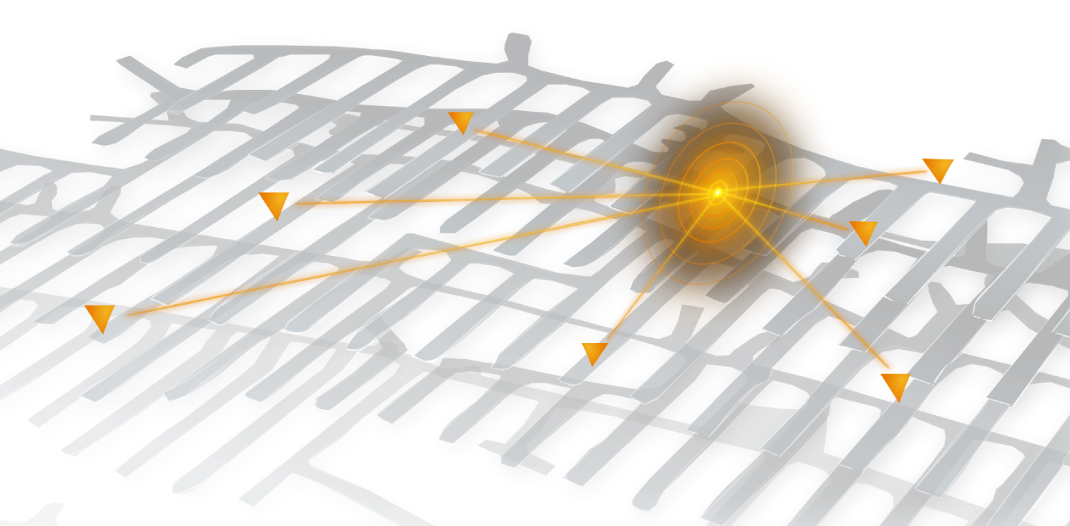 underground 3d mine model with sensors detecting a seismic event